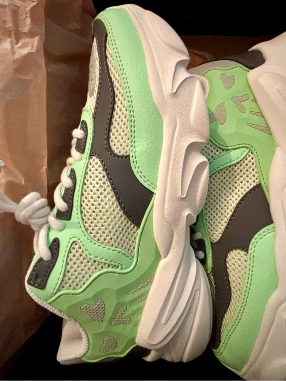 Men's Neon Green and Gray Athletic Sneakers - Chunky Comfort